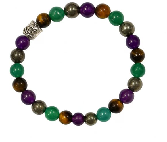 Sampatti Sutra (Thread of Wealth) | Amethyst, Tiger Eye, Pyrite and Green Aventurine