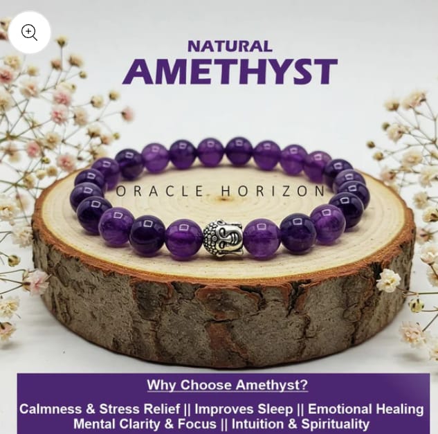 Amethyst Crystal Bracelet | Lab Certified | For Courage, Protector And Will Power - Unisex, 8 mm beads Bracelet