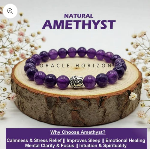 Amethyst Crystal Bracelet | Lab Certified | For Courage, Protector And Will Power - Unisex, 8 mm beads Bracelet