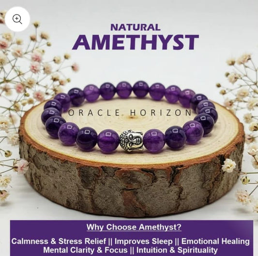 Amethyst Crystal Bracelet | Lab Certified | For Courage, Protector And Will Power - Unisex, 8 mm beads Bracelet