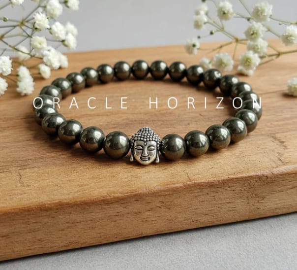Pyrite Crystal Bracelet | Lab Certified | For Financial Gains, Abundance and Prosperity | Money Mangnet - Unisex, 8 mm beads Bracelet