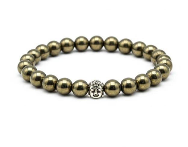Pyrite Crystal Bracelet | Lab Certified | For Financial Gains, Abundance and Prosperity | Money Mangnet - Unisex, 8 mm beads Bracelet