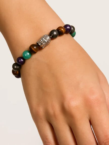 Sampatti Sutra (Thread of Wealth) | Amethyst, Tiger Eye, Pyrite and Green Aventurine